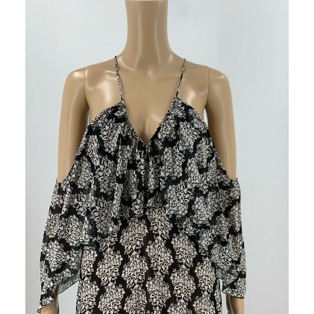 Zara Dress Cold Shoulder Size S Floral Midi - Picture 3 of 10